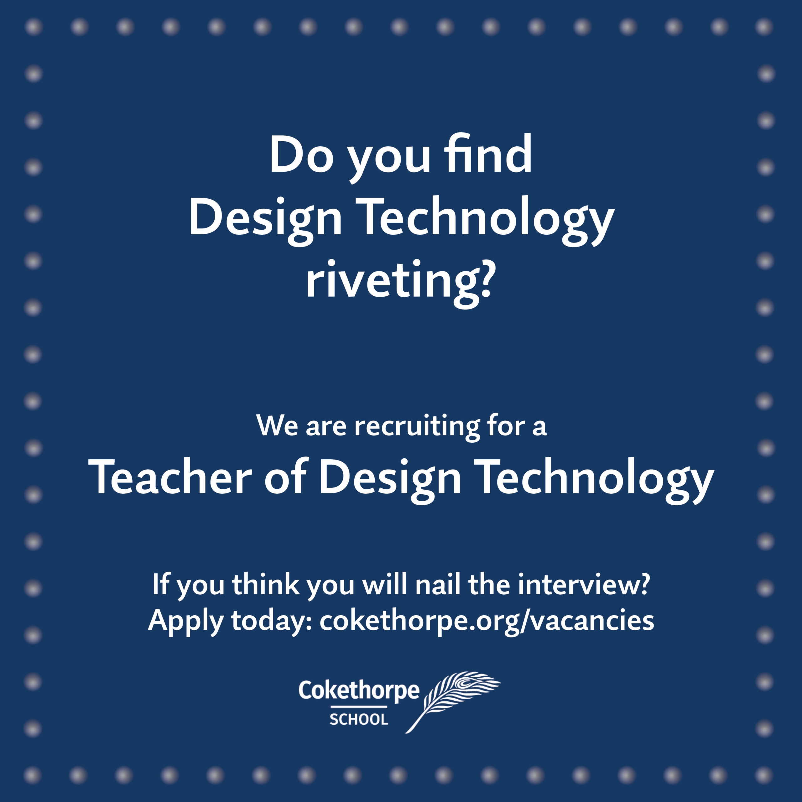 Design Technology Teacher Recruitment Ad Mar 2023